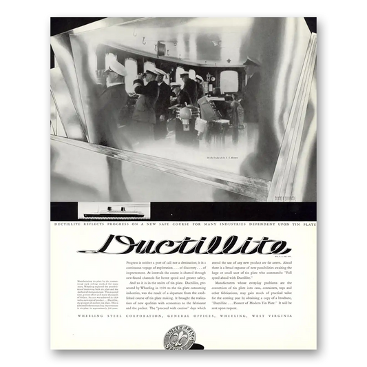 1934 Wheeling Steel Ductillite SS Bremen Vintage Magazine Print Ad