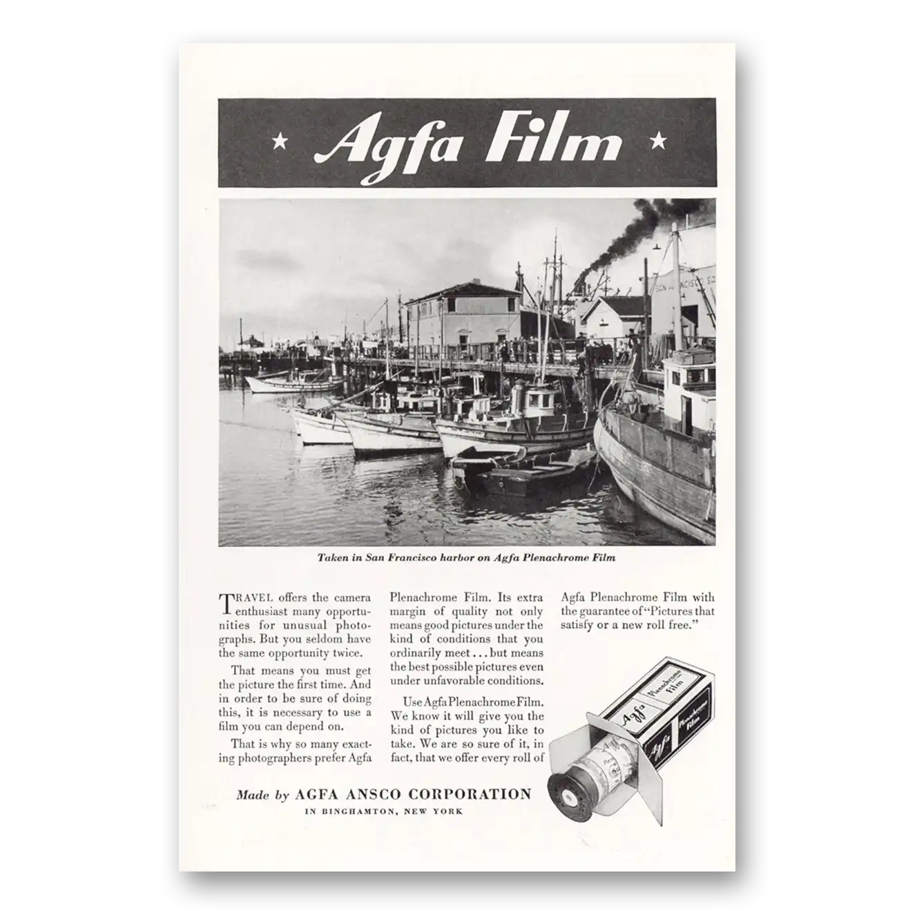 1935 Agfa Film San Francisco Harbor Vintage Magazine Print Ad