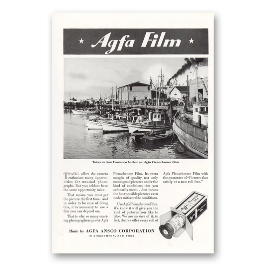 1935 Agfa Film San Francisco Harbor Vintage Magazine Print Ad