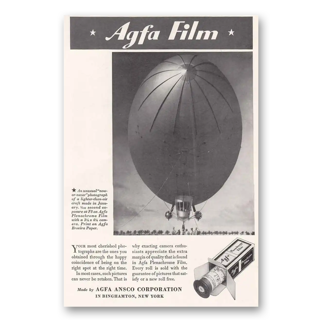 1935 Agfa Film Lighter Than Air Craft Vintage Magazine Print Ad