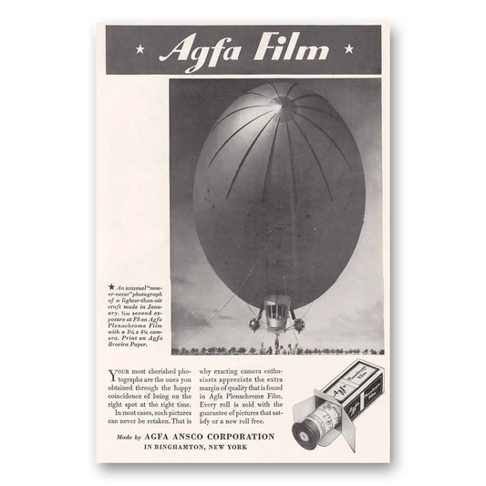 1935 Agfa Film Lighter Than Air Craft Vintage Magazine Print Ad