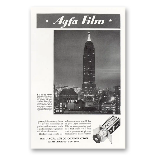 1935 Agfa Film Empire State Building Vintage Magazine Print Ad