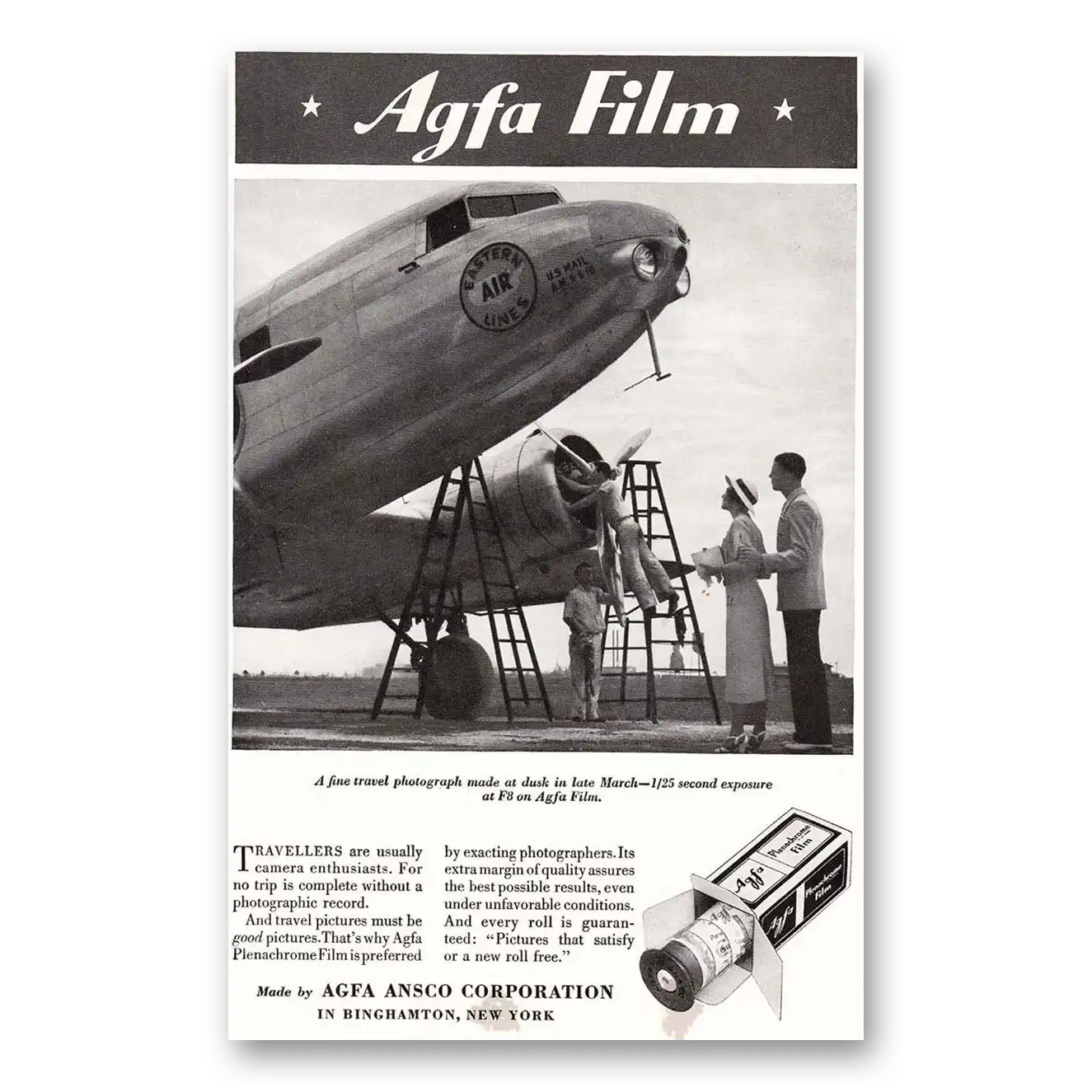 1935 Agfa Film Eastern Air Lines Vintage Magazine Print Ad