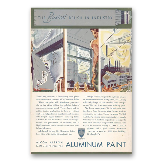 1935 Alcoa Paint Busiest Brush In Industry Vintage Magazine Print Ad