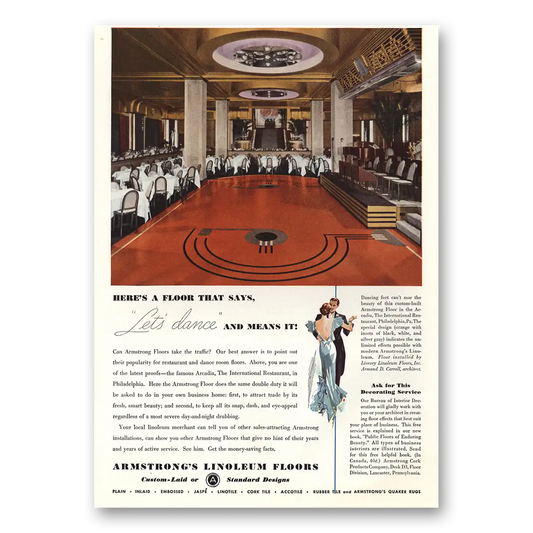 1935 Armstrong Linoleum Floors Floor That Says Lets Dance Vintage Magazine Print Ad