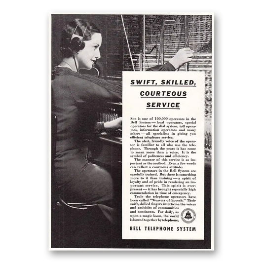 1935 Bell Telephone Skilled Courteous Service Vintage Magazine Print Ad