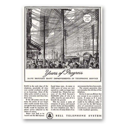 1935 Bell Telephone Years of Progress Vintage Magazine Print Ad