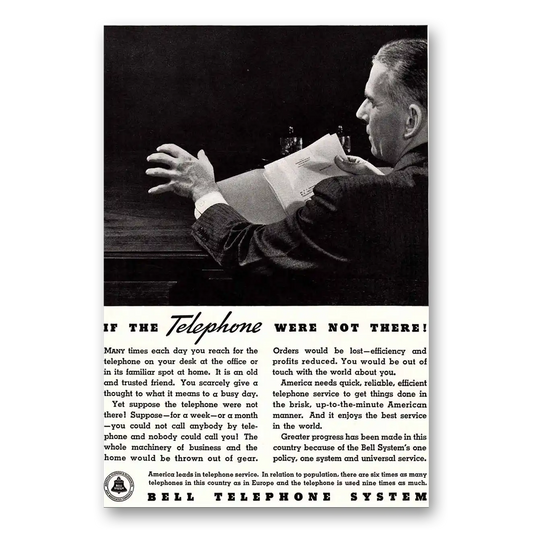 1935 Bell Telephone Telephone Was Not There Vintage Magazine Print Ad