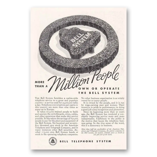 1935 Bell Telephone More Than a Million People Vintage Magazine Print Ad