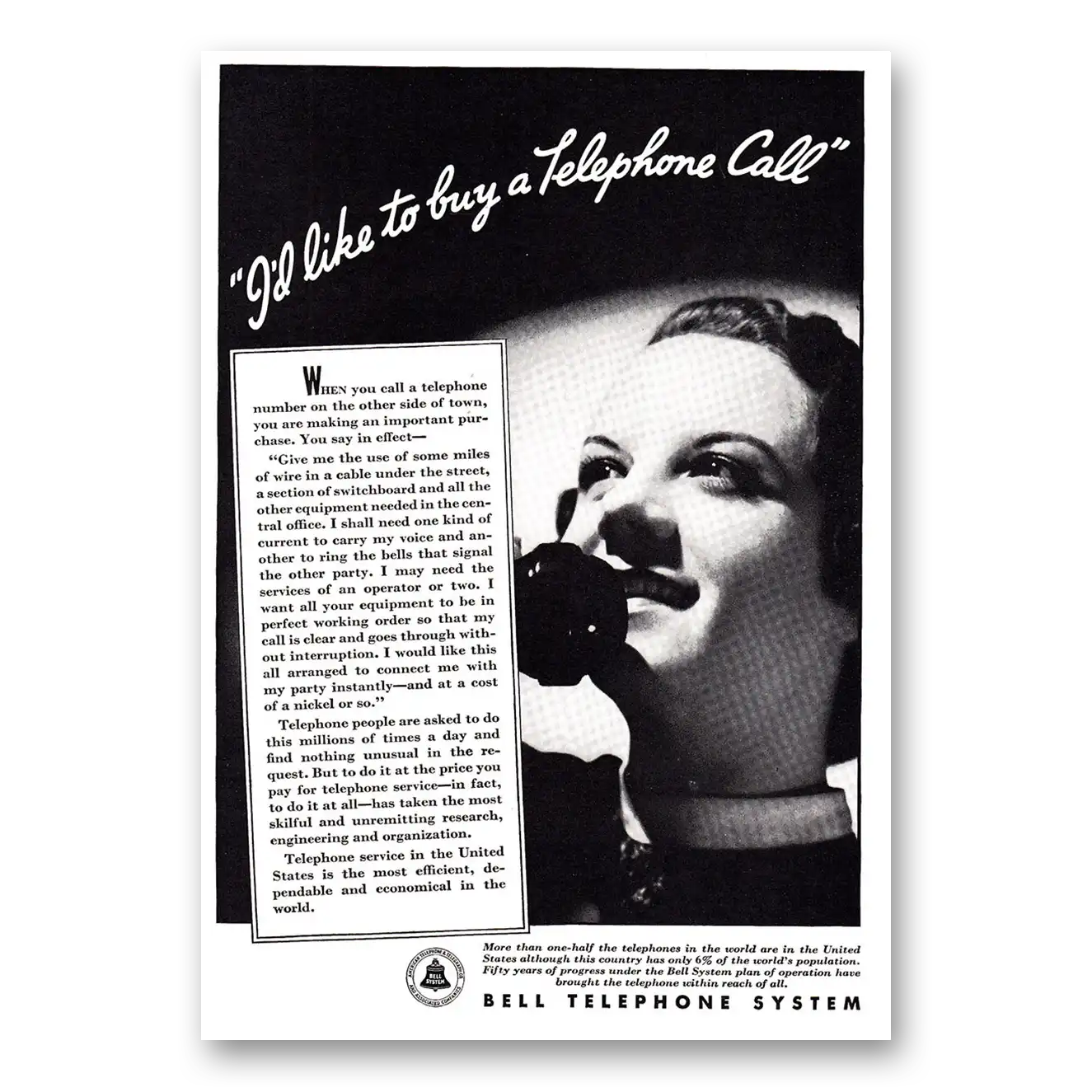 1935 Bell Telephone Like To Buy a Telephone Call Vintage Magazine Print Ad