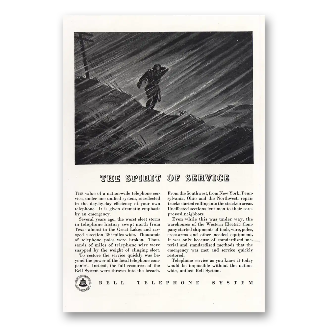 1935 Bell Telephone Spirit of Service Vintage Magazine Print Ad