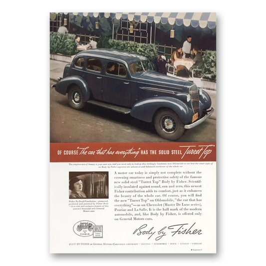 1935 Body by Fisher Solid Steel Turret Top Oldsmobile Vintage Magazine Print Ad