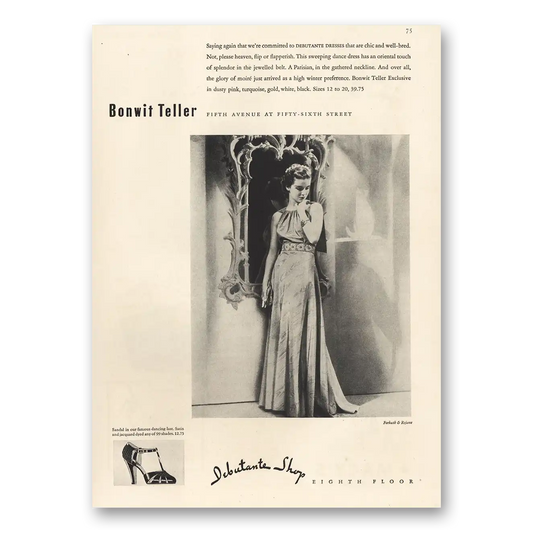 1935 Bonwit Teller Debutante Dresses Vintage Magazine Print Ad