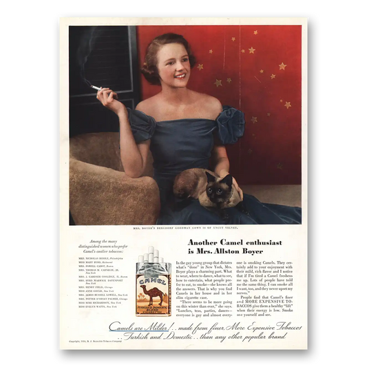 1935 Camel Cigarettes Enthusiast Mrs Allston Boyer Vintage Magazine Print Ad