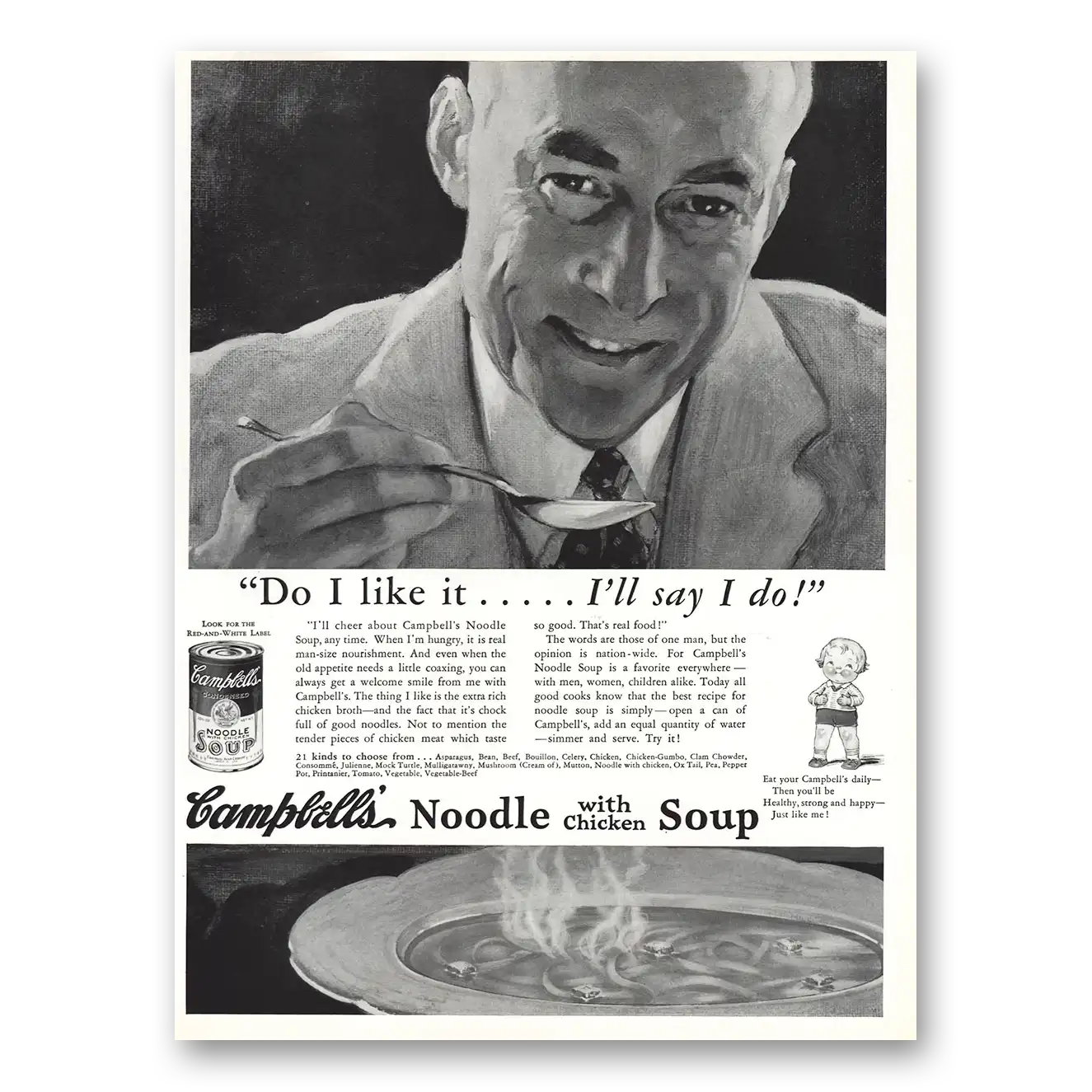 1935 Campbells Chicken Soup Noodle Soup Do I Like It Ill Say I Do Vintage Magazine Print Ad