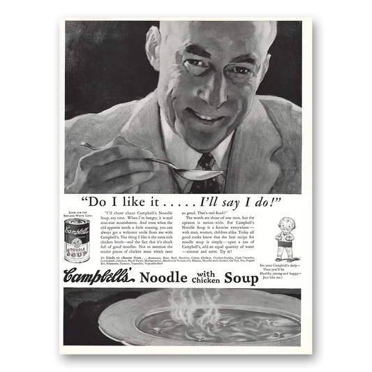 1935 Campbells Chicken Soup Noodle Soup Do I Like It Ill Say I Do Vintage Magazine Print Ad