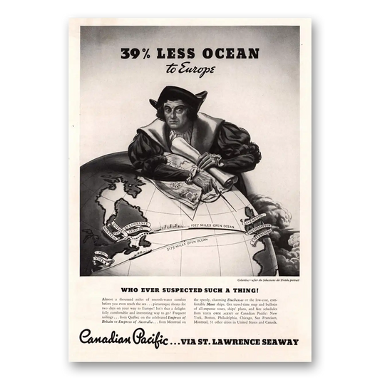 1935 Canadian Pacific Less Ocean to Europe Vintage Magazine Print Ad