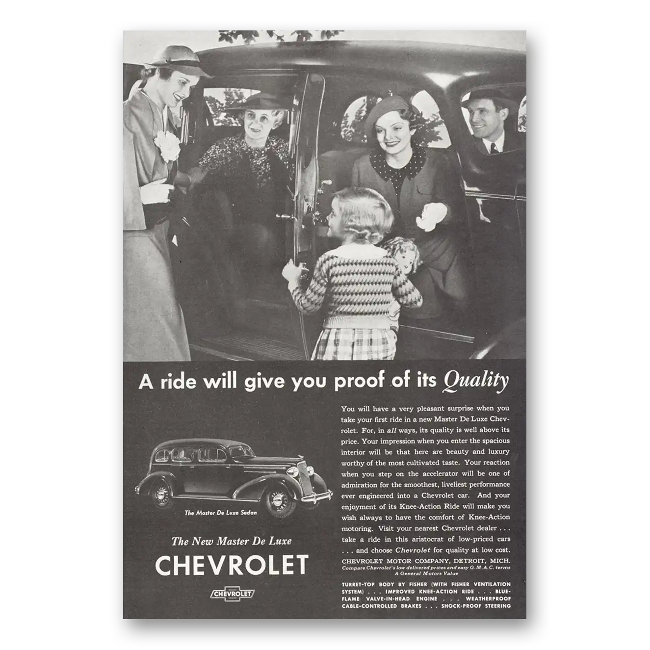 1935 Chevrolet Master De Luxe Ride Will Give You Proof Vintage Magazine Print Ad