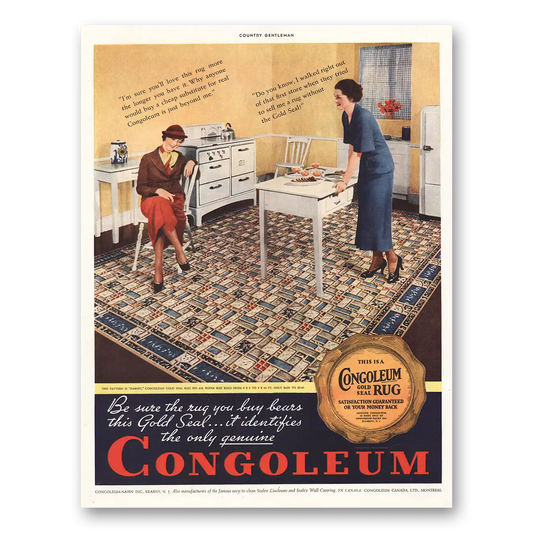 1935 Congoleum Rugs Gold Seal Vintage Magazine Print Ad