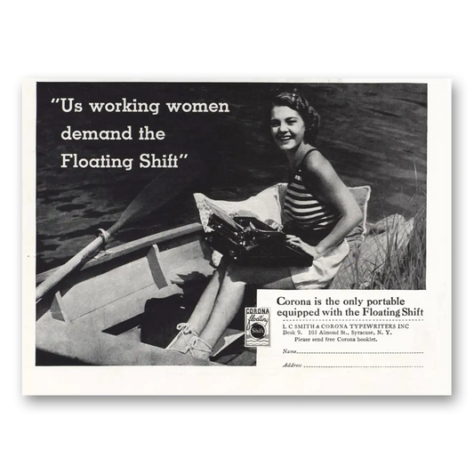 1935 Corona Typewriter Us Working Women Floating Shift Vintage Magazine Print Ad