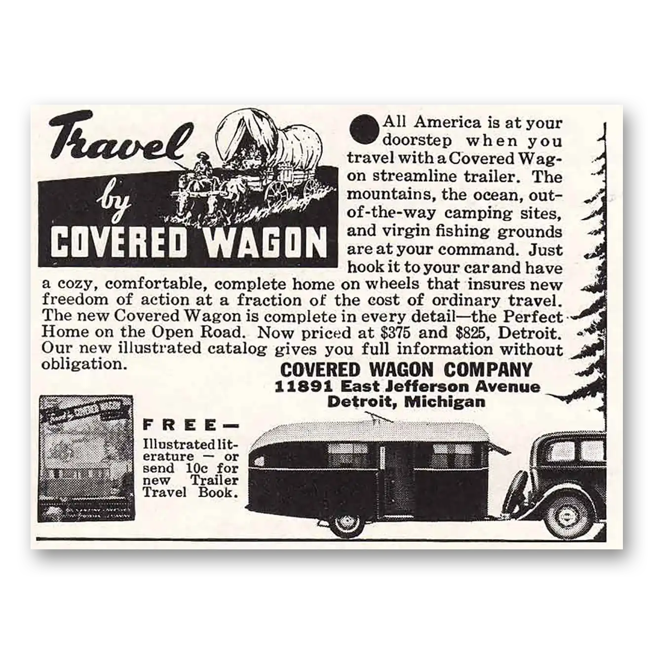 1935 Covered Wagon All America Is At Your Doorstep Vintage Magazine Print Ad