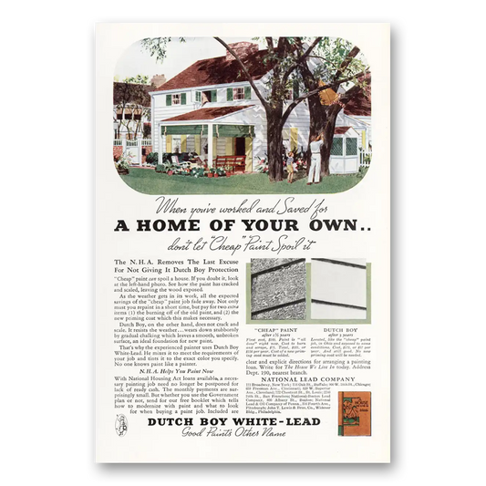 1935 Dutch Boy Paint White Lead Paint Home of Your Own Vintage Magazine Print Ad