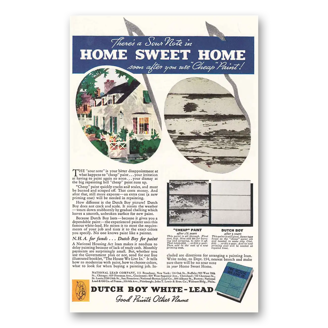 1935 Dutch Boy Paint White Lead Paint Home Sweet Home Vintage Magazine Print Ad