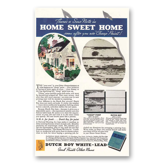 1935 Dutch Boy Paint White Lead Paint Home Sweet Home Vintage Magazine Print Ad