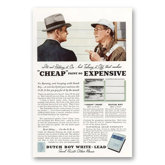 1935 Dutch Boy Paint White Lead Paint Cheap Paint So Expensive Vintage Magazine Print Ad