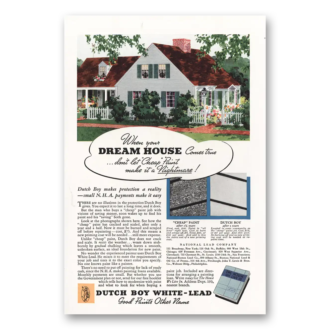 1935 Dutch Boy Paint White Lead Paint Dream House Vintage Magazine Print Ad