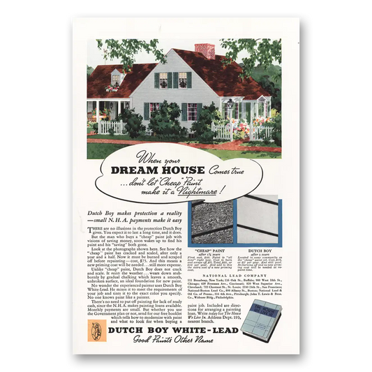 1935 Dutch Boy Paint White Lead Paint Dream House Vintage Magazine Print Ad