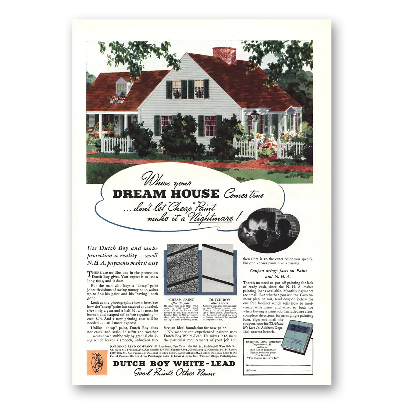 1935 Dutch Boy Paint Dream House Vintage Magazine Print Ad