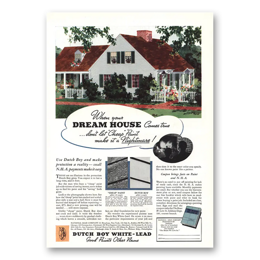 1935 Dutch Boy Paint Dream House Vintage Magazine Print Ad