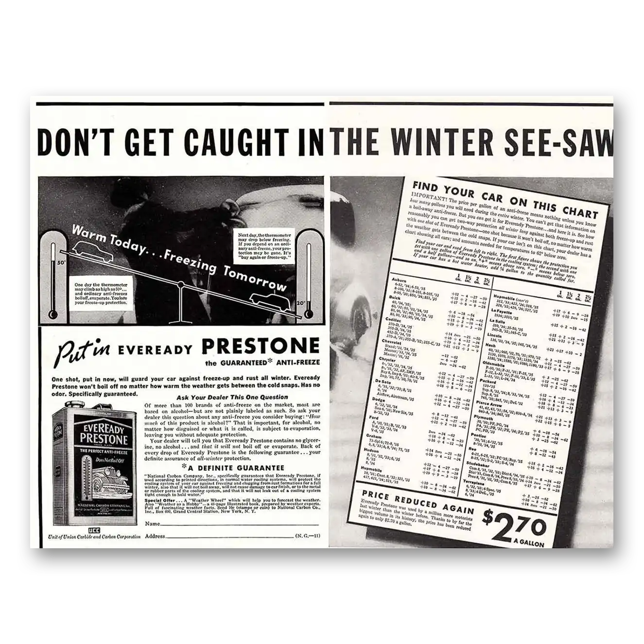 1935 Eveready Prestone See Saw Vintage Magazine Print Ad