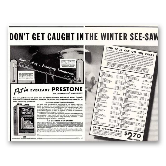 1935 Eveready Prestone See Saw Vintage Magazine Print Ad