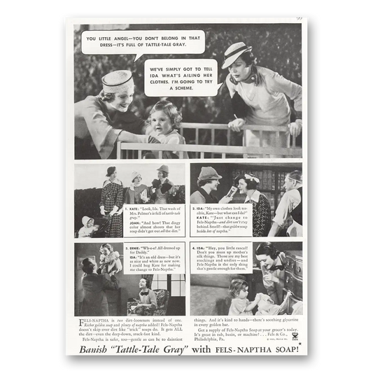 1935 Fels Napatha Soap You Little Angel Vintage Magazine Print Ad