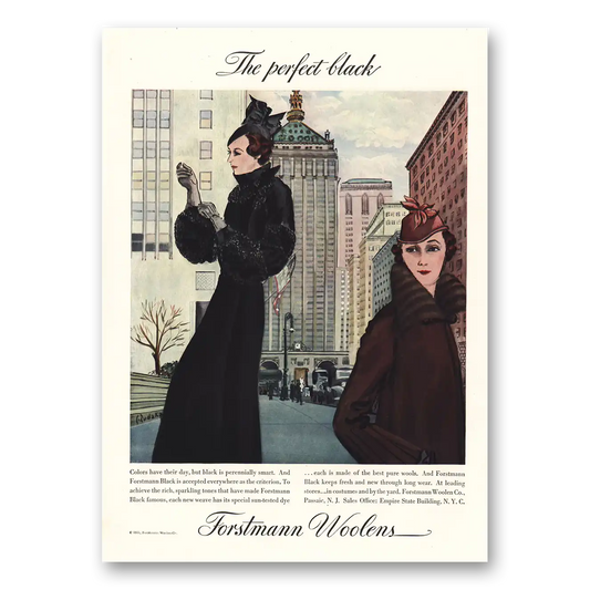 1935 Forstmann Wool The Perfect Black Vintage Magazine Print Ad