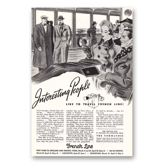 1935 French Line Interesting People Vintage Magazine Print Ad