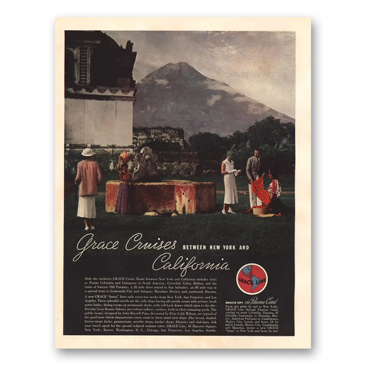 1935 Grace Line Between New York and California Vintage Magazine Print Ad