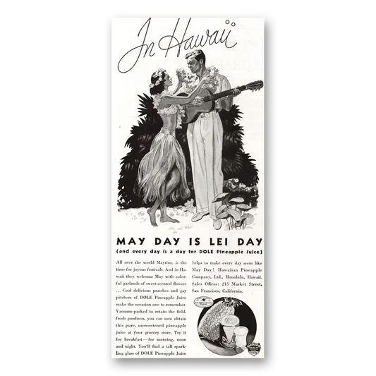 1935 Hawaii May Day Is Lei Day Vintage Magazine Print Ad