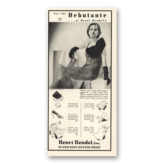 1935 Henri Bendel For the Debutante Vintage Magazine Print Ad