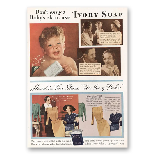 1935 Ivory Soap Don't Envy a Baby's Skin Vintage Magazine Print Ad