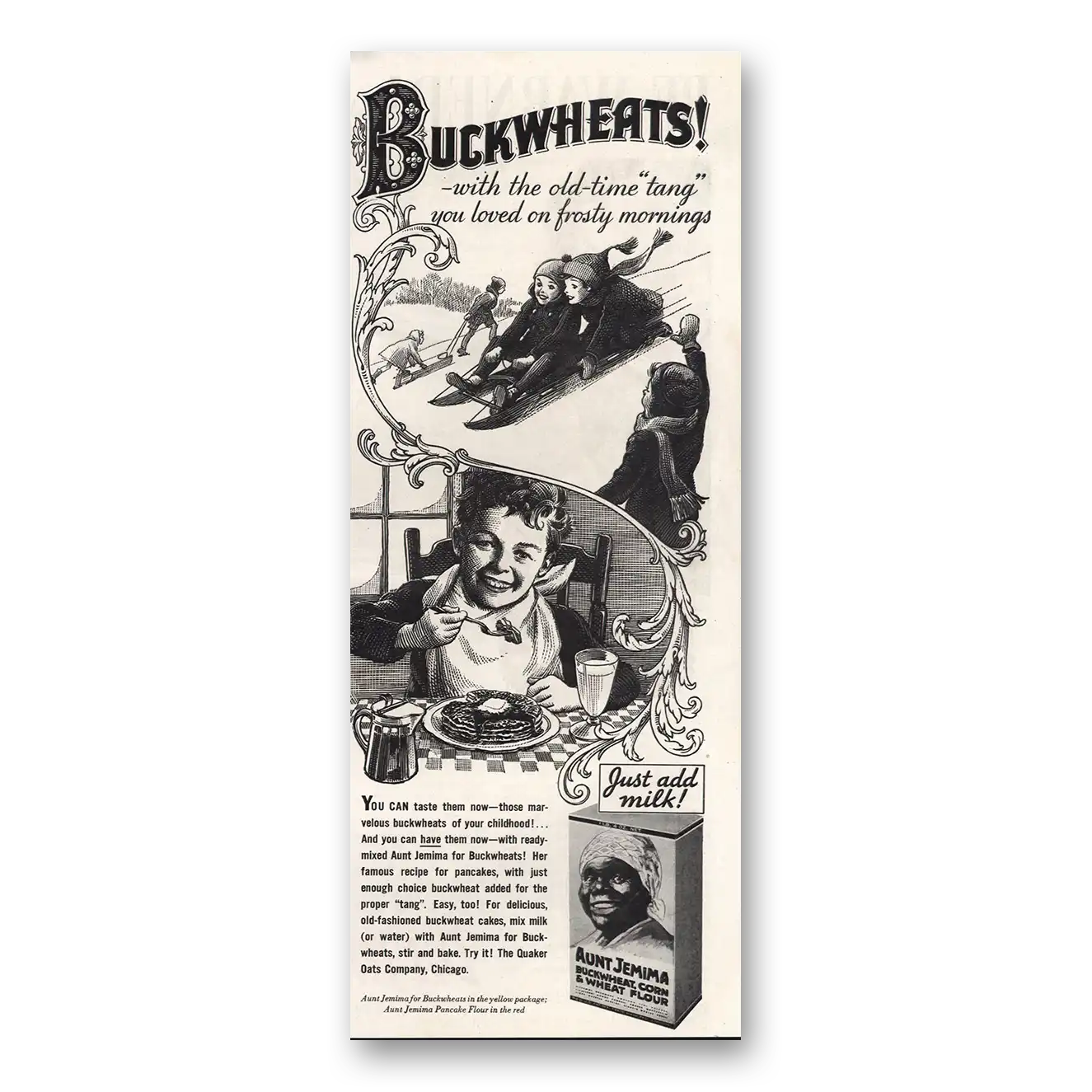 1935 Aunt Jemima Buckwheats Vintage Magazine Print Ad