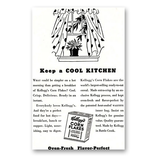 1935 Kelloggs Corn Flakes Cool Kitchen Vintage Magazine Print Ad