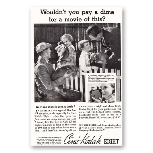 1935 Cine Kodak Eight Camera How Can Movies Cost So Little Vintage Magazine Print Ad