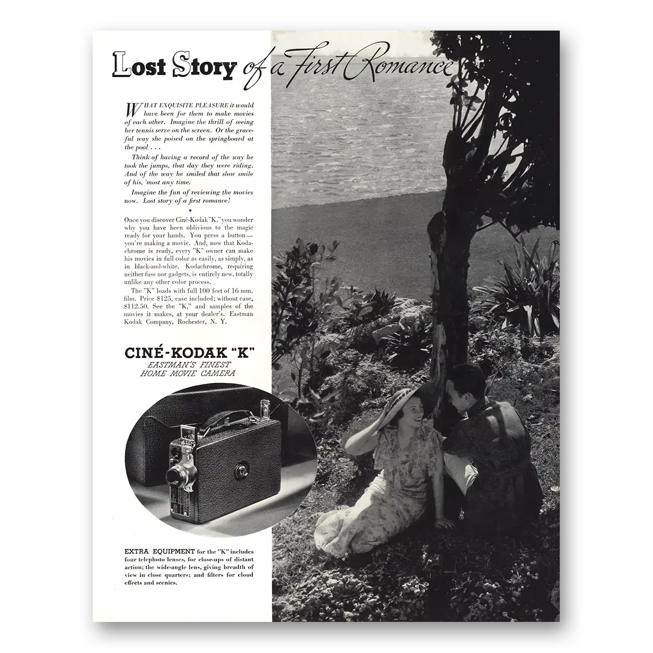 1935 Cine Kodak K Camera Lost Story First Romance Vintage Magazine Print Ad