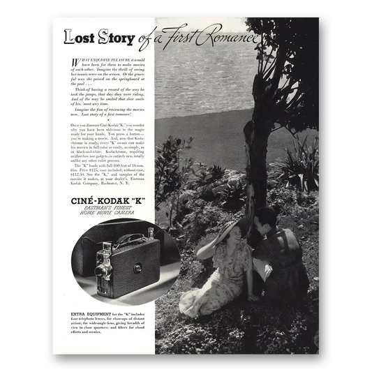 1935 Cine Kodak K Camera Lost Story First Romance Vintage Magazine Print Ad