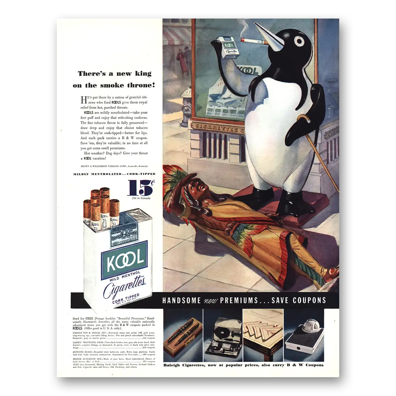 1935 Kool Cigarettes New King Smoke Throne Vintage Magazine Print Ad