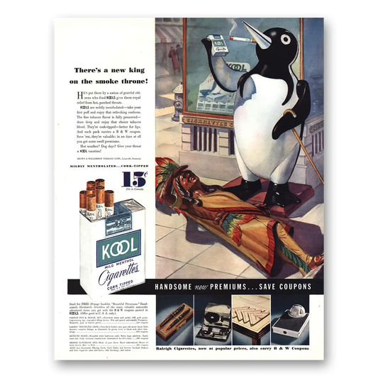 1935 Kool Cigarettes New King Smoke Throne Vintage Magazine Print Ad