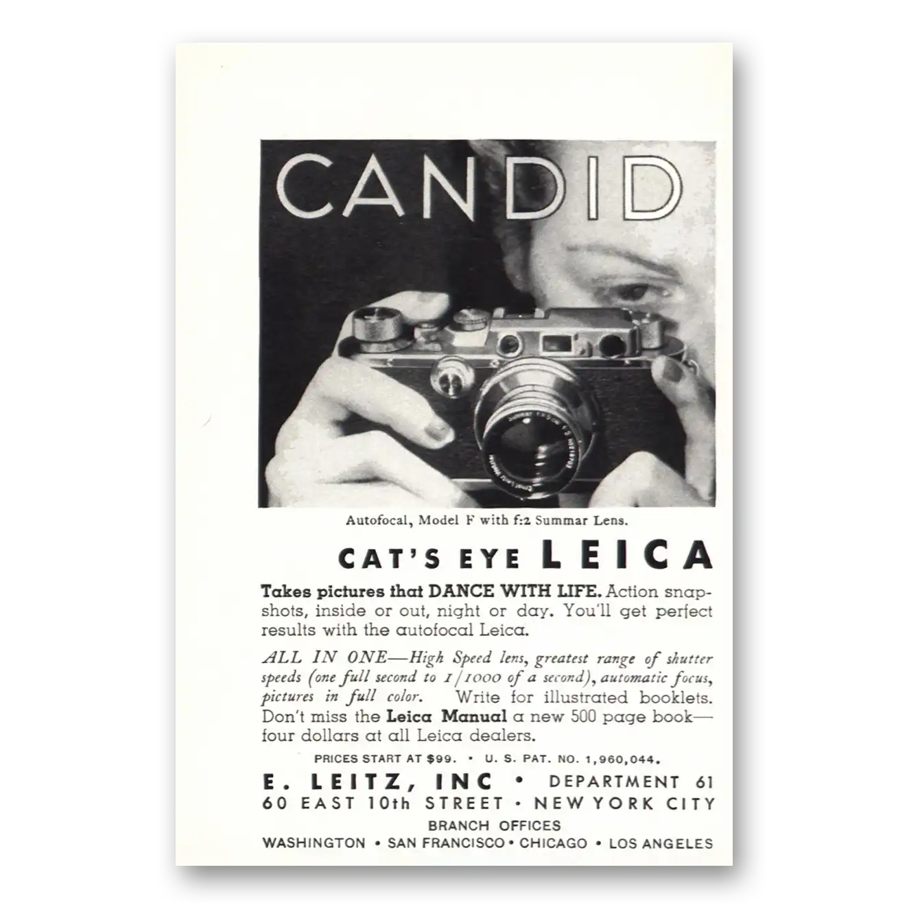 1935 Leica Cameras Camera Candid Cats Eye Vintage Magazine Print Ad